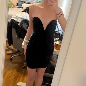 Fashion Nova Black Velvet Strapless Bodycon Mini Dress